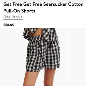 Free People Black and White Plaid High Waist Shorts